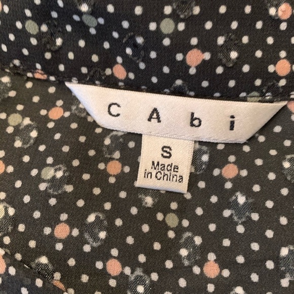 CAbi Black Swiss Dot Sheer Top Style #239 Sz S - Picture 9 of 10